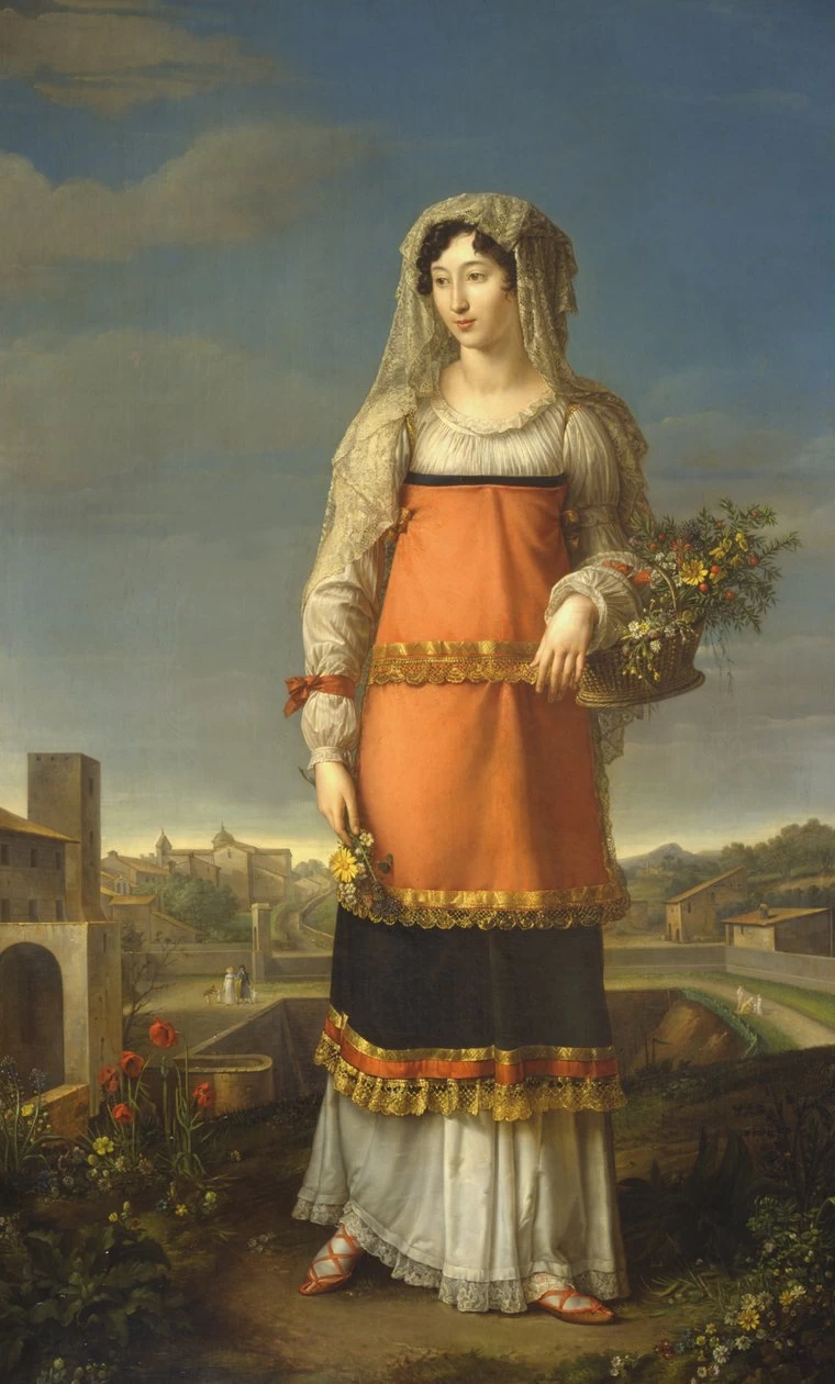 Jean - Baptiste Wicar, Ritratto di Carlotta Bonaparte Principessa Gabrielli in abito da contadinella, Museo Napoleonico, Roma